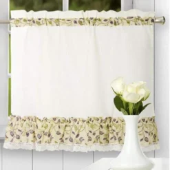 Ellis Curtain Clarice High Quality 2-Piece Leafy Branch Patterned Ruffled Tier Pair Window Curtains - 58 X30" Violet 6 Ellis Curtain Clarice High Quality 2-Piece Leafy Branch Patterned Ruffled Tier Pair Window Curtains - 58 X30" Violet -Ellis Curtain Shop 730462121264 ELLIS 2