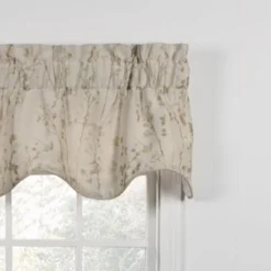 Ellis Curtain Meadow High Quality Room Darkening Solid Natural Color Lined Scallop Window Valance - 50 X15", Linen -Ellis Curtain Shop 730462126870 ELLIS 2