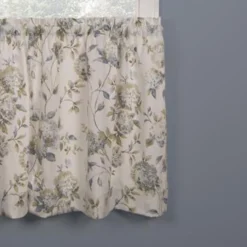 Ellis Curtain Abigail Design Printed Room Darkening 2-Piece Window Rod Pocket Pair Set With 2 Tiers - 56x36", Porcelain -Ellis Curtain Shop 730462127006 ELLIS 2