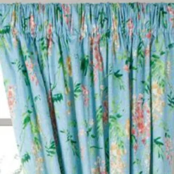 Ellis Curtain Wisteria Lined Light Blocking Window Curtain Tailored Panel - 50x63" Turquoise -Ellis Curtain Shop 730462136985 ELLIS 3