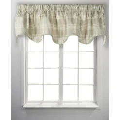 Ellis Curtain Light Blocking Cool Adjustable Bartlett Lined Scallop Window Valance - 70x17" Natural