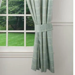 Ellis Curtain Harrington 2-Panels Cool Adjustable Window Tailored Panel Pair With Ties - 90x84" Lagoon -Ellis Curtain Shop 730462138538 ELLIS 2