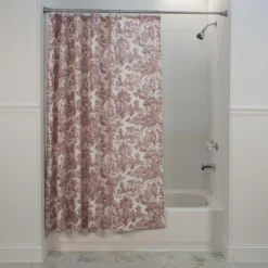 Ellis Curtain Victoria Park Toile Precise Patterned High Quality Water Proof Bathroom Shower Curtain - 70 X 72", Red