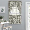 Ellis Curtain Madison Floral Design Printed Natural Ground 1.5" Rod Pocket Tailored Swag 56" X 36" Blue