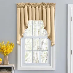 Ellis Stacey Solid Color Window 3" Rod Pocket High Quality Fabric Lined Swag Set Almond -Ellis Curtain Shop GUEST 12606bd3 3123 4ae6 915a 0dd046564935