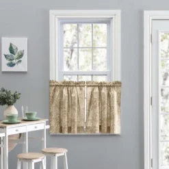 Ellis Curtain Lexington Leaf Pattern On Colored Ground Curtain Tiers Tan -Ellis Curtain Shop GUEST 17e07248 92a1 4dbe af03 35838eff3702