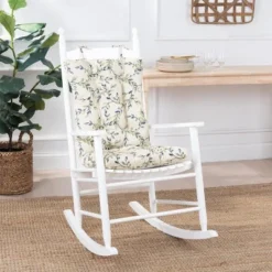 Ellis Vintage Stylish Medium Scale Printed Vine Pattern Ties To Secure Rocker Set 18"x24" Azure