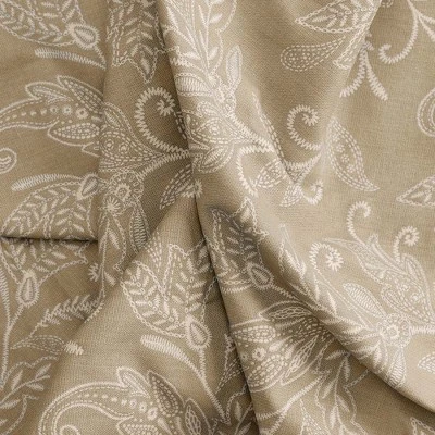 Ellis Curtain Lexington Leaf Pattern On Colored Ground Tailored Valance 58"x15" Tan 3 Ellis Curtain Lexington Leaf Pattern On Colored Ground Tailored Valance 58"x15" Tan - Image 3