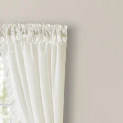 Ellis Home Classic Narrow Ruffle Rod Pocket Curtain Panels, Natural