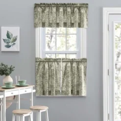 Ellis Curtain Lexington Leaf Pattern On Colored Ground Tailored Valance 58"x15" Sage