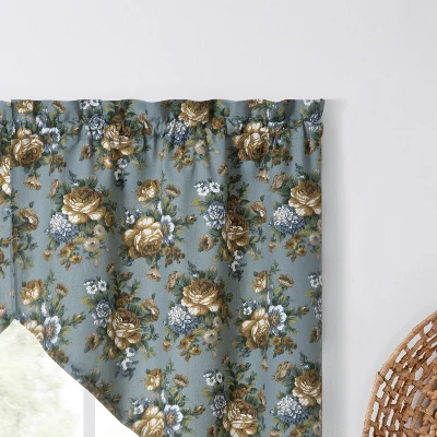 Ellis Bella Rose Stylish Medium Scale Printed Floral Pattern 1.5" Rod Pocket Tailored Swag 56"x36" Wedge 2 Ellis Bella Rose Stylish Medium Scale Printed Floral Pattern 1.5" Rod Pocket Tailored Swag 56"x36" Wedge - Image 2