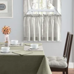 Ellis Curtain Plaza Classic Ticking Stripe Printed On 1.5" Rod Pocket Natural Ground Tailored Swag 56" X 36" Sage -Ellis Curtain Shop GUEST 28c7e6fe 170a 42aa b132 355e637d7251