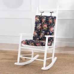 Ellis Bella Rose Stylish Medium Scale Printed Floral Pattern Ties To Secure Rocker Set 18"x24" Navy -Ellis Curtain Shop GUEST 29f33eb8 0ef5 49dd 9d9a af2f71830eb1