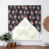 Ellis Bella Rose Stylish Medium Scale Printed Floral Pattern 1.5" Rod Pocket Tailored Swag 56"x36" Navy