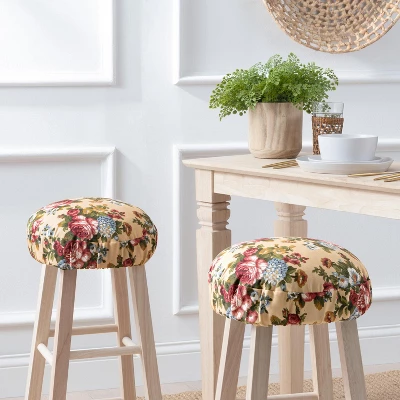 Ellis Bella Rose Stylish Medium Scale Printed Floral Pattern Elastic Bottom Edge Barstool Cover 13"x13" Butter 1 Ellis Bella Rose Stylish Medium Scale Printed Floral Pattern Elastic Bottom Edge Barstool Cover 13"x13" Butter