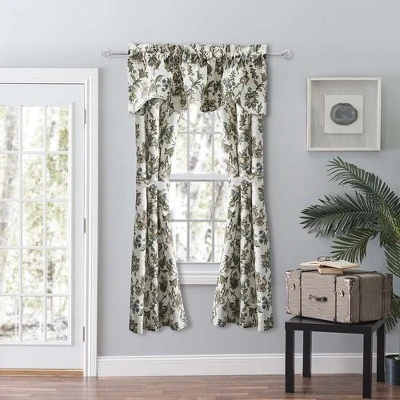 Ellis Curtain Madison Floral Design Printed Natural Ground 3" Rod Pocket Lined Scallop Valance 58" X 15" Blue 1 Ellis Curtain Madison Floral Design Printed Natural Ground 3" Rod Pocket Lined Scallop Valance 58" X 15" Blue
