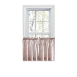 Ellis Curtain Plaza Classic Ticking Stripe Printed On Natural Ground 1.5" Rod Pocket Tailored Tiers Brick -Ellis Curtain Shop GUEST 2f8a9516 7998 446f 955f c026df71cca9
