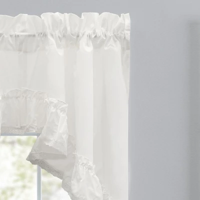Ellis Curtain Madelyn Ruflled Victorian 1.5" Rod Pocket Swag For Windows Lace Edge 82" X 38" Natural 2 Ellis Curtain Madelyn Ruflled Victorian 1.5" Rod Pocket Swag For Windows Lace Edge 82" X 38" Natural - Image 2