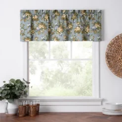 Ellis Bella Rose Stylish Medium Scale Printed Floral Pattern 1.5" Rod Pocket Tailored Valance 58"x15" Wedge