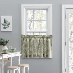 Ellis Curtain Lexington Leaf Pattern On Colored Ground Curtain Tiers Sage -Ellis Curtain Shop GUEST 3fe8d919 05be 4edc 8be0 39b54963e252