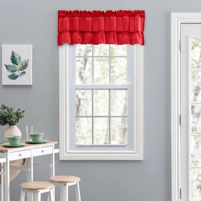 Ellis Stacey 1.5" Rod Pocket High Quality Fabric Solid Color Window Ruffled Filler Valance 54"x13" Red 1 Ellis Stacey 1.5" Rod Pocket High Quality Fabric Solid Color Window Ruffled Filler Valance 54"x13" Red
