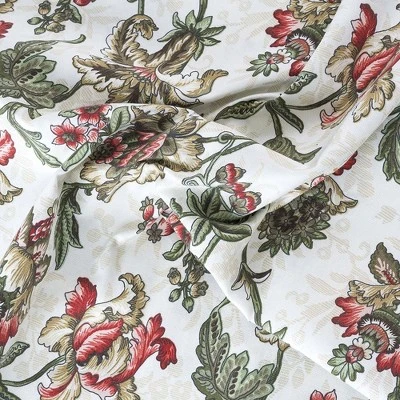 Ellis Curtain Madison Floral Design Printed Natural Ground 3" Rod Pocket Lined Scallop Valance 58" X 15" Brick 2 Ellis Curtain Madison Floral Design Printed Natural Ground 3" Rod Pocket Lined Scallop Valance 58" X 15" Brick - Image 2