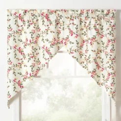 Ellis Vintage Stylish Medium Scale Printed Vine Pattern 1.5" Rod Pocket Tailored Swag 56"x36" Pecan -Ellis Curtain Shop GUEST 451aa095 c16c 440b af9f 0f22d21a11c7