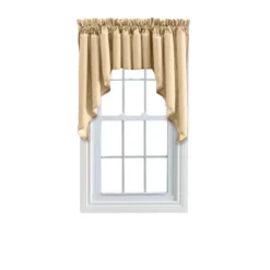Ellis Stacey Solid Color Window 3" Rod Pocket High Quality Fabric Lined Swag Set Almond -Ellis Curtain Shop GUEST 45ff1f8f 83fc 41d9 9f22 4136ed1526a9