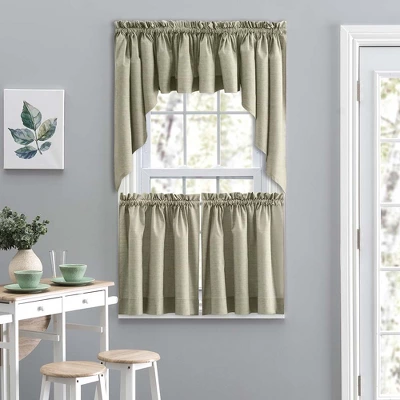 Ellis Lisa Solid Color Poly Cotton Duck Fabric 1.5" Rod Pocket For Simple Window Tailored Swag 56"x36" Mist 1 Ellis Lisa Solid Color Poly Cotton Duck Fabric 1.5" Rod Pocket For Simple Window Tailored Swag 56"x36" Mist