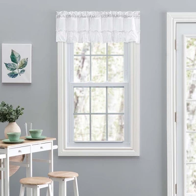 Ellis Stacey 1.5" Rod Pocket High Quality Fabric Solid Color Window Ruffled Filler Valance 54"x13" White 1 Ellis Stacey 1.5" Rod Pocket High Quality Fabric Solid Color Window Ruffled Filler Valance 54"x13" White
