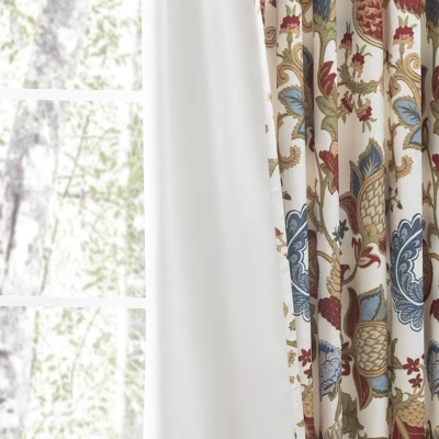 Ellis Cambridge Lined Jacquard Pinch Pleat Jacobean Floral Print Multicolor Drapery 2-Piece Curtain Panels 2 Ellis Cambridge Lined Jacquard Pinch Pleat Jacobean Floral Print Multicolor Drapery 2-Piece Curtain Panels - Image 2