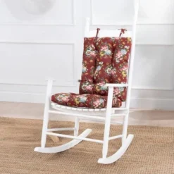 Ellis Bella Rose Stylish Medium Scale Printed Floral Pattern Ties To Secure Rocker Set 18"x24" Red -Ellis Curtain Shop GUEST 594a9b88 15bf 4d6c a8b9 99669ac620e4