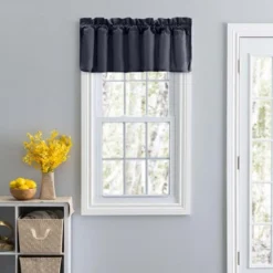 Ellis Stacey 3" Rod Pocket High Quality Fabric Solid Color Window Lined Filler Valance 42"x13" Navy
