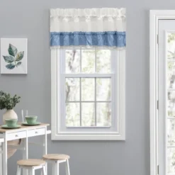 Ellis Curtain Madelyn Ruffled Victorian 1.5" Rod Pocket Valances For Windows 60" X 16" Slate