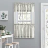 Ellis Curtain Plaza Classic Ticking Stripe Printed On Natural Ground 1.5" Rod Pocket Tailored Tiers Sage