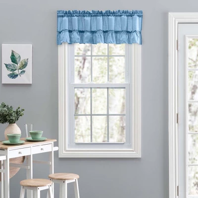 Ellis Stacey 1.5" Rod Pocket High Quality Fabric Solid Color Window Ruffled Filler Valance 54"x13" Slate 1 Ellis Stacey 1.5" Rod Pocket High Quality Fabric Solid Color Window Ruffled Filler Valance 54"x13" Slate