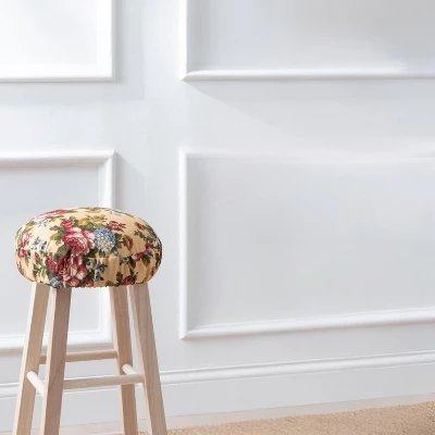 Ellis Bella Rose Stylish Medium Scale Printed Floral Pattern Elastic Bottom Edge Barstool Cover 13"x13" Butter 4 Ellis Bella Rose Stylish Medium Scale Printed Floral Pattern Elastic Bottom Edge Barstool Cover 13"x13" Butter - Image 4