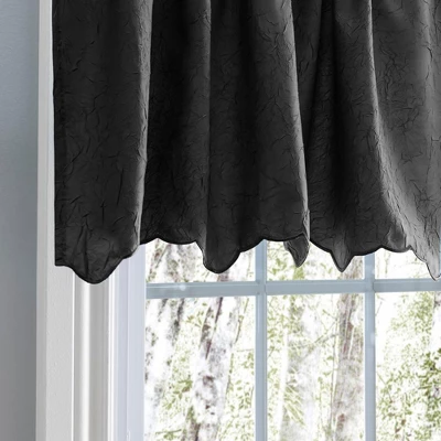 Ellis Curtain Portland Crushed Taffeta Rod Pocket Valance - 48x15", Black 1 Ellis Curtain Portland Crushed Taffeta Rod Pocket Valance - 48x15", Black