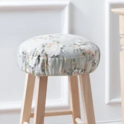 Ellis Bella Rose Stylish Medium Scale Printed Floral Pattern Elastic Bottom Edge Barstool Cover 13"x13" Mist -Ellis Curtain Shop GUEST 73c65164 6a1c 407e b017 5994e95adff8