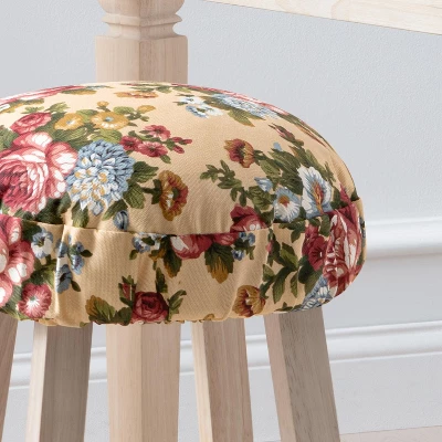 Ellis Bella Rose Stylish Medium Scale Printed Floral Pattern Elastic Bottom Edge Barstool Cover 13"x13" Butter 2 Ellis Bella Rose Stylish Medium Scale Printed Floral Pattern Elastic Bottom Edge Barstool Cover 13"x13" Butter - Image 2
