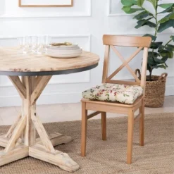 Ellis Vintage Stylish Medium Scale Printed Vine Pattern Poly Filled Non Skid Backing Chairpad