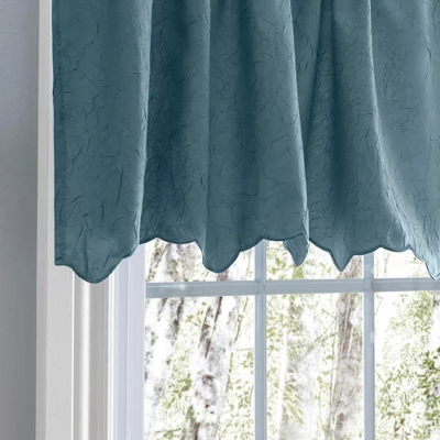 Ellis Curtain Portland Crushed Taffeta Rod Pocket Valance - 48x15", Blue 1 Ellis Curtain Portland Crushed Taffeta Rod Pocket Valance - 48x15", Blue