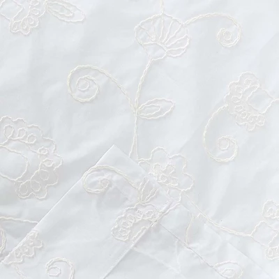 Ellis Eva Candlewick Floral High Quality Embroidery Tailored Valance 3" Rod Pocket 58"x15" White 2 Ellis Eva Candlewick Floral High Quality Embroidery Tailored Valance 3" Rod Pocket 58"x15" White - Image 2