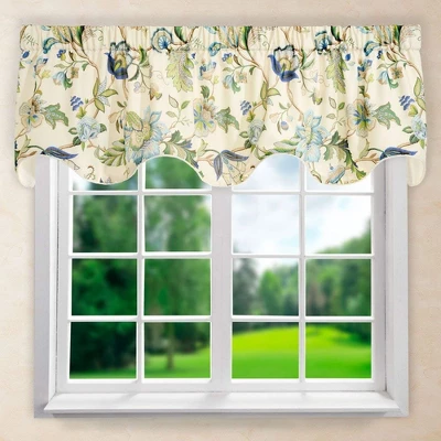 Ellis Curtain Brissac High Quality Room Darkening Solid Natural Color Lined Scallop Window Valance - (70"x17") 3 Ellis Curtain Brissac High Quality Room Darkening Solid Natural Color Lined Scallop Window Valance - (70"x17") - Image 3