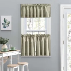 Ellis Lisa Solid Color Poly Cotton Duck Fabric 1.5" Rod Pocket For Simple Window Tailored Valance 58"x15" Mist