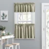Ellis Curtain Lisa Solid Poly Cotton Duck Fabric Tailored Tiers For Living Rooms And Dining Rooms Mist