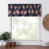 Ellis Bella Rose Stylish Medium Scale Printed Floral Pattern 1.5" Rod Pocket Tailored Valance 58"x15" Navy