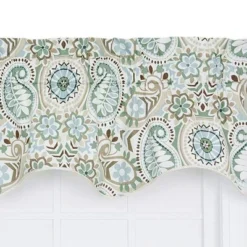 Ellis Curtain Paisley Prism Duchess 3" Rod Pocket Filler Valances For Windows 50" X 15" Latte