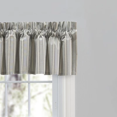 Ellis Curtain Springfield Stripe 3" Rod Pocket Tailored Valance For Windows 80" X 13" Black 2 Ellis Curtain Springfield Stripe 3" Rod Pocket Tailored Valance For Windows 80" X 13" Black - Image 2