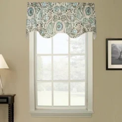 Ellis Curtain Paisley Prism Duchess 3" Rod Pocket Valances For Windows 100" X 30" Latte